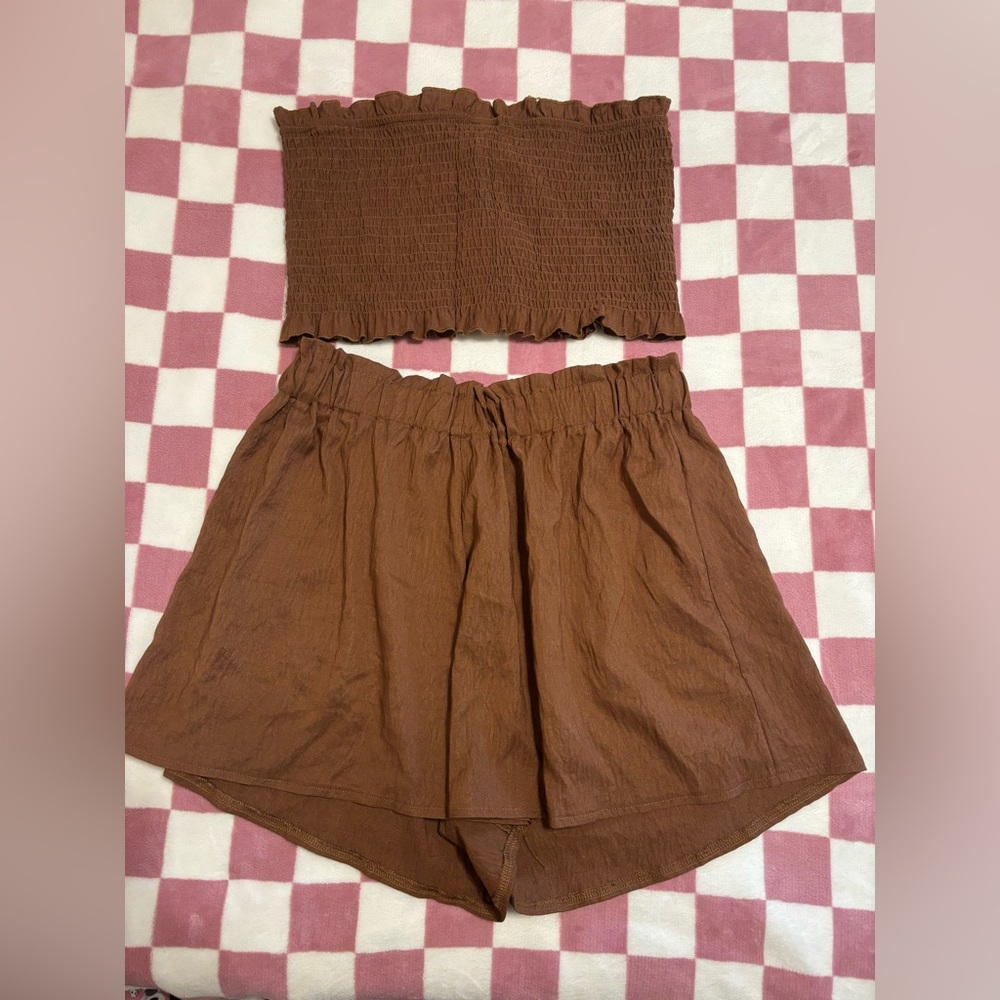 Brown two piece set. Size large
